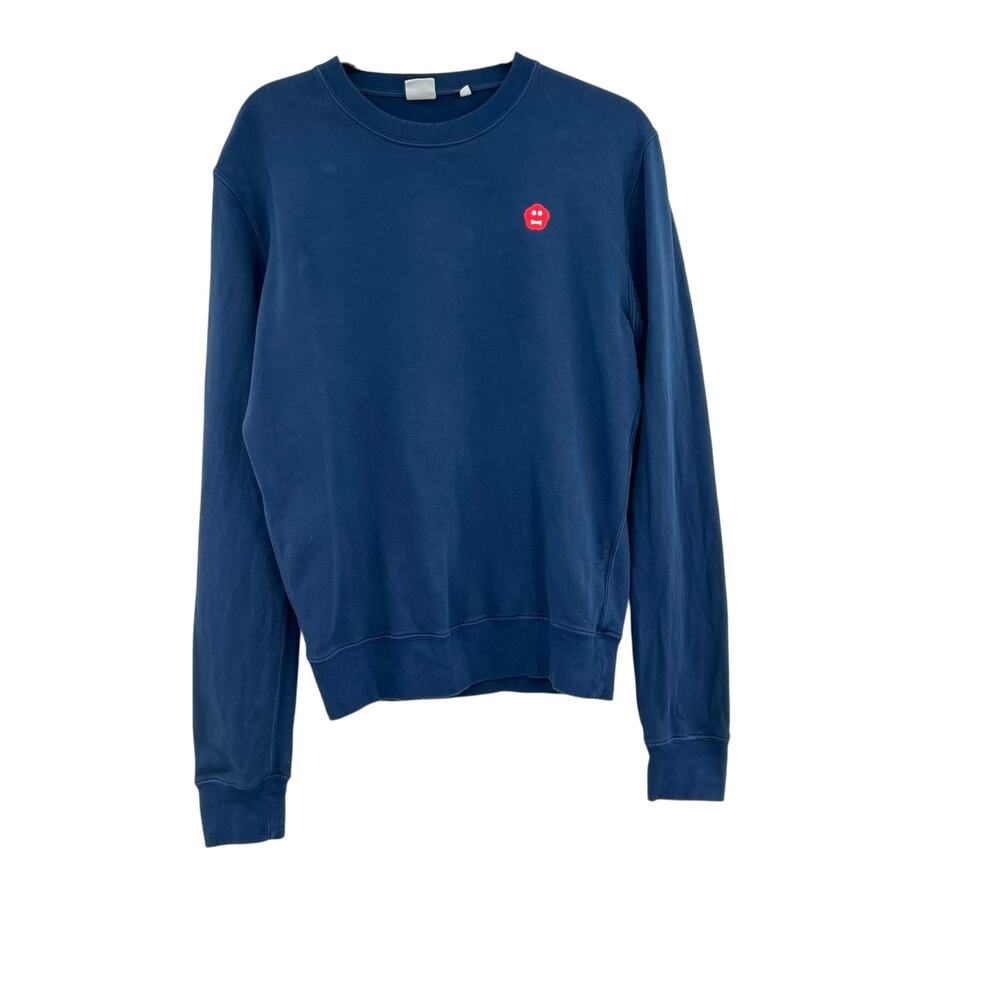 Aspesi Garment Dyed Face Crew Sweatshirt Cotton Blue Red Size Medium‎
